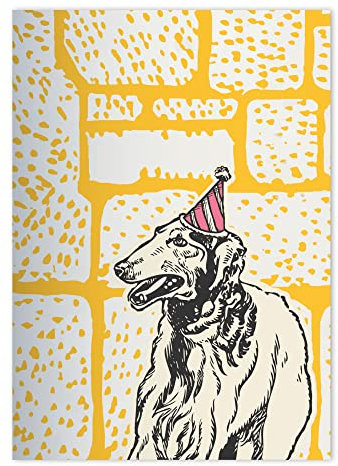 Kartenkaufrausch 4x Lustige Künstler DIN A4 Schulheft, Schreibhefte mit Party Windhund in Gelb Lineatur 25 (liniertes Heft)