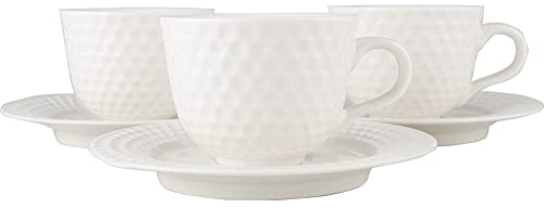 Bavary Kaffee Set | Golf Design | für 6 Personen | Fine Porzellan | Weiß 6 Tassen + 6 Untertassen Genießen Servieren Kaffeeservice Kaffeegedeck