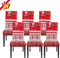 Jaotto Stuhlhussen Weihnachten 6er Set Universal,Stuhlhusse Stretch Moderne,Stuhlhussen Schwingstühle Elastische Langlebig Stuhlhussen für Feiertagsdekoration Weihnachten(Rot/Xmas,6 Stück)