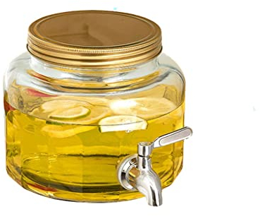 JSY Distributeur de Boisson Dispensateur de Boisson avec Robinet, Distributeur d'eau de réfrigérateur 2,8 litres, Rangement de Contenant de la cruche en Verre for Lait, bière, Cocktail, jus, Boissons