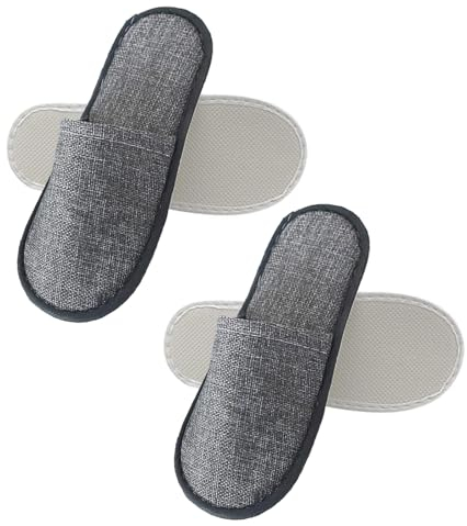 Pantofole Usa e Getta Antiscivolo, Pantofole Chiuse, Pantofole in Spugna Premium, Ciabatte Monouso per Hotel, Spa, casa, viaggi, unisex, lavabili, misura universale, 2 paia (grigio)