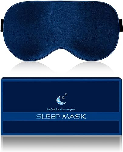 Aosun Seiden Schlafmaske für Seitenschläfer, 22 Momme, 100% Reine Natürliche Bio Maulbeerseide Augenmaske für Herren & Frauen, 99% Lichtblockierende Schlafbrille mit Verstellbares Gummiband für Reisen