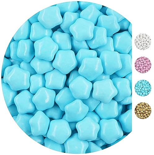 EinsSein 0,5kg Dragees au chocolat étoile bleu clair brillant dragées noël mariage baptême fete communion baby shower - altervatifs aux amandes de mariage - parfait pour les sucreries de Candy Bar