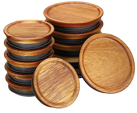 PATIKIL Einmachglas Deckel Hölzerne Lagerung Einmachgläser Deckel Kugelgläser Hölzerne Deckel mit Luftdicht Silikon Dichtung Kugel Hölzerne Deckel (6 Regular und 6 Breite)