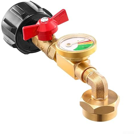 Propan-Adapter 0,5 kg bis 9 kg, Propan-Nachfüllbogen Adapter mit Manometer und ON-Off-Steuerventil