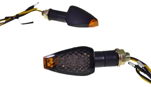 2EXTREME Mini LED-Blinker universal, Design mit getöntem Smoke Glas, robustem schwarzem Kunststoffgehäuse, 12V mit M10 Gewinde, 85mm lang, für Roller, Motorrad, Mopeds & Quads
