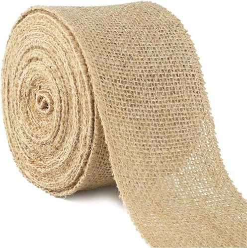 QHFlashbuy Ruban Jute,6cm x 10M Ruban Toile de Jute Rouleau de Jute Naturel,Vintage Hessian Roll pour Décorations de Mariage et Noël,DIY Artisanat,Emballage Cadeau