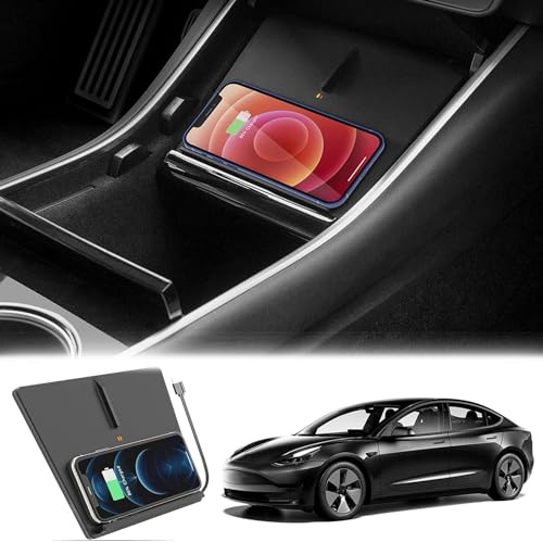 ASHOIH Nouveau Chargeur Voiture sans Fil Amélioré pour Tesla Model 3 (2017-2020),Chargeur sans Fil Rapide 15W,Chargeur sans Fil pour Console Centrale Fonctionne avec Les Téléphones Compatibles QI