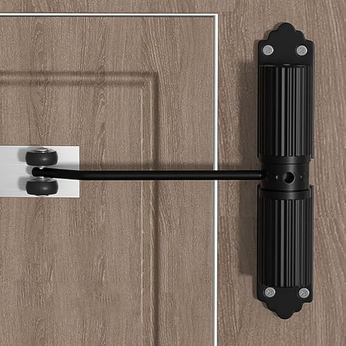Automatic Hydraulic Door Closure Heavy Duty Gate Closer for Interior Exterior,Safety Spring Loaded Door Closer,Overhead Fire Rated Door Closer,with Adjusting Rod and Screws (2 Styles) (Color : Black