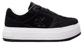 Calvin Klein Chunky Sole Sneaker Mujer Bold Laceup Low Suede de Ante, Negro (Black/Bright White), 38