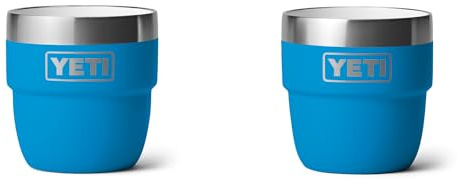 YETI Rambler 4 oz Stackable Cup, Stainless Steel, Vacuum Insulated Espresso/Coffee Cup, 2 Pack, Big Wave Blue