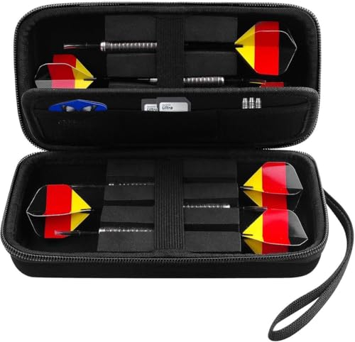 Target Darttasche - 6 Pcs Aufbewahrungsorganizer für Stahlspitze und Soft Tip Darts - Case mit 6 Compartments für Tipps, Schäfte, Flüge und Weiteres Zubehör (Nur Box) - Schwarz