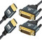 Thsucords Câble HDMI vers DVI 4K 1M Lot de 2, Plaqué et Tressé, Câble DVI vers HDMI Bidirectionnel Compatible avec projecteur, ordinateur Portable, TV, PC, lecteur DVD