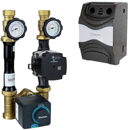 ENVIRON - Pumpengruppe Profimix EN001H DN25 mit Drei-Wege-Mischer, Stellmotor 230V und Hocheffizienzpumpe | Heizung Fußbodenheizung Mischer Heizungsmischer Umwälzpumpe (UPM3 S Auto 25/6)
