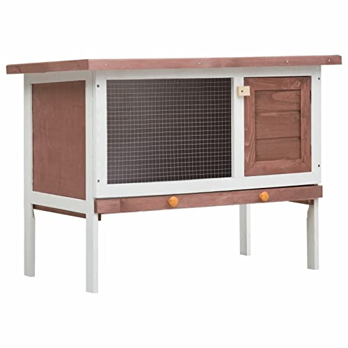 Keyroto Kaninchenstall Draußen Winterfest Hasenstall Heuraufe Kaninchen Kaninchenstall 1 Ebene Braun Holz