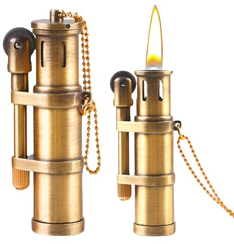 Nizirioo Vintage Messing Feuerzeug - Zinklegierung Kerosin Nachfüllbar Mechanisches Lighter für Männer Geschenk (Kein Kerosin)