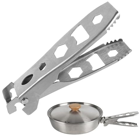 Walopola Pot Lifter Camping, Camping Pot Handle Bowl Pot Gripper Multifunctional Pot Gripper Camping, Bottle Opener, Anti-Hot Handle Clip for Grilling, Bottle Opening