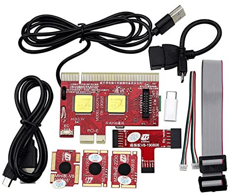 Rhghfujhgy V8 Multifunktions-Laptop- und Desktop-PC-Karte Universelle Post-Diagnose-Testkarte Unterstützt PCI, PCI-E, LPC, Mini, MSATA