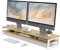 Fenge Supporto per Monitor per Computer in Legno con Struttura in Metallo, Rialzo per Monitor da Scrivania a 2 Livelli, Supporto Ergonomico per Laptop, PC, Computer, L108 x W25,5 x H13,7cm, Rovere