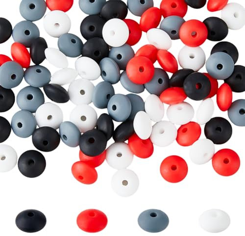 DICOSMETIC 80Pcs Abacus Beads Bulk Silicone Loose Beads 11.5mm Lentil Spacer Beads Colorful Silicone Beads Pens DIY Beads for Keychain Necklace Bracelet Jewelry Making, Hole: 2.5mm