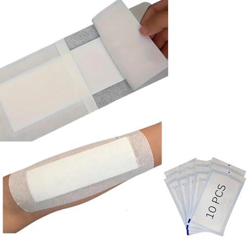 Adhesive Wound Dressings (80mm x 150mm) - **Pack of 10** Sterile Dressings for Wounds, Cuts, Grazes, Diabetic Leg Ulcers, Venous Leg Ulcers & Small Pressure Sores- Hypoallergenic Plasters for Wounds