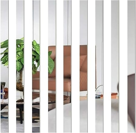 Spiegel-Wandaufkleber, gestreiftes Design, Spiegelkunst, Fliesen-Aufkleber, DIY, selbstklebende Wandlinie, Bordüre, Aufkleber, abnehmbare Acryl-Spiegelbögen, Wandaufkleber und Wandbilder für