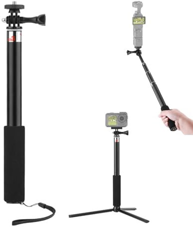 Camera Monopod Tripod Compatible for DJI POCKET 3/GoPro Action Camera/Insta360 GO3/ONE X2/X3 Panoramic Camera, Adjustable Long Selfie Stick Portable Hand Grip Pole Phone Stand