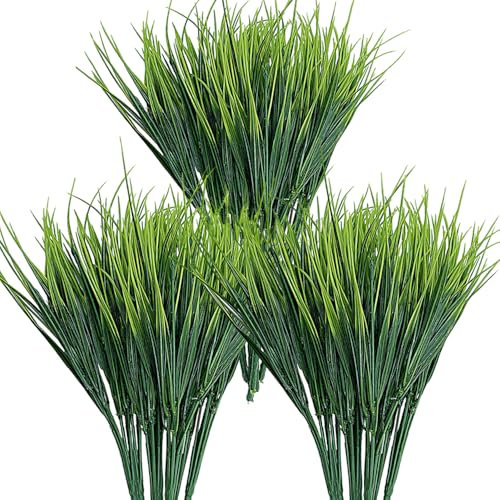 Kingrun 15 Pcs Herbes Plantes Artificielles Extérieur de 35cm Fausses Plante Verte Arbustes en Plastique Herbes UV Résistantes Plantes Décor pour Maison Intérieur Jardinières Balcon Jardin Bureau