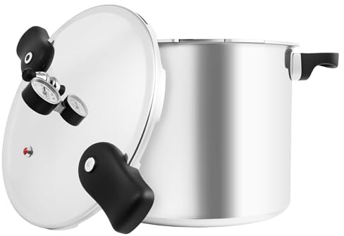 23 Quart Pressure Cooker, Large Pressure Canner, Pressure Gauge & Pressure Regulator,Anti-scald Handle and Silicone Ring,Suitable for Canning, Steaming, and Stewing - Aluminium,Large Capacity,90kpa