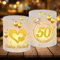 12 Windlicht Tischdeko Goldene Hochzeit, 50 Hochzeitstag Deko, Personalisiertes Windlicht Goldene Hochzeit, Deko Goldhochzeit Tisch, Geeignet für Teelichter oder Kerzen