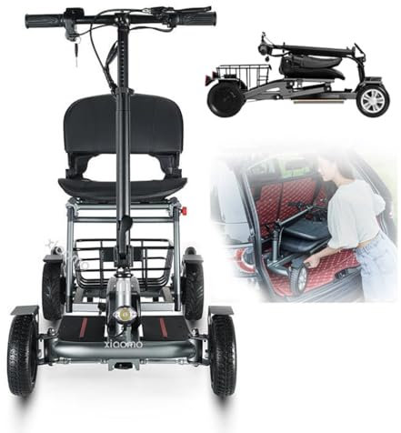 DGHKB Elektromobil Seniorenmobil,4-Rad-Mobilitätsroller,Rollstuhl Faltbar Leicht,Gehhilfe Für Senioren,Roller Erwachsene 120Kg,Elektrorollstuhl,Aluminiumlegierung Grey