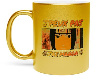 Goldene Tasse aus verchromter Keramik - J'can Pas J'ai Manga Sasuke Anime Otaku Manga Fanart - 325 ml
