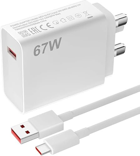 Xiao-mi USB C Turbo Charger - Fast Plug Adapter with 1M Cable for Redmi Note 13/12/11/10 Pro/Mi 13T/12X/11T/Pad 6/POCO X6/X5