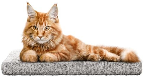 Katzen Fensterliege Fensterbank rutschfest - Katzenbett Fensterbank 50x25 cm - Weich & Kuschelig - Fensterliege für Katzen Selbstheizende Katzendecke - Waschbarer Bezug (Asche)