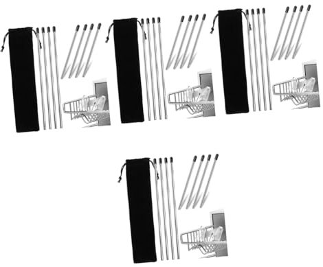 PRETYZOOM 4 Sätze Abtropffläche Flaschen Zusammenklappbar Entleeren Geschirrkorb Reiniger Spülmaschinen-einsatzstange Einsteckstab Für Die Spülmaschine Rostfreier Stahl 8 Stück * 4