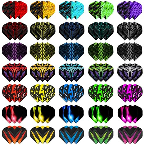 WLHGH Dart Flights Set, 105 Teile (35 Sets, 7 Designs) - Hochwertiges PET Zubehör für Soft/Steel Tip Dartpfeile | Leicht & Langlebig