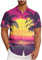 UHouse Chemise Hawaienne Homme Chemises Manches Courtes Respirant Chemisette Col Mao Leger Vêtements Fin Cut Button Down Shirt Court Ete Décontracté Habit Produits Amazone Violet XL