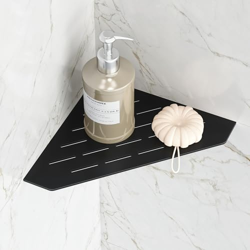 Neohomee Eck-Duschregal 304 Edelstahl Duschablage Schwarz 3mm Einbau-Eckregal für Badezimmer-Aufbewahrung Ohne Bohren, 254mm