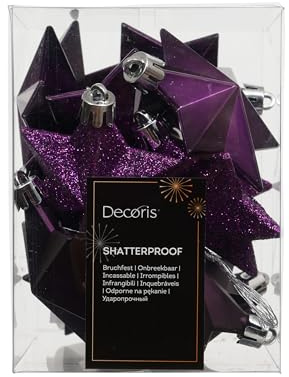 Kaemingk Christbaumschmuck Sterne Kunststoff 7cm x 12 Stück - bruchsichere Christbaumkugeln Weihnachtskugeln Weihnachten - Weihnachtsbaumschmuck - Feige