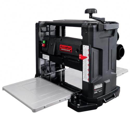 BUCKTOOL 330mm Dickenhobel, 1800 W Hobelmaschine mit 3 mm Spanabnahme | Dickenhobelmaschine mit 9500 U/min, 7,5 m/min Vorschub, 152 mm Durchlasshöhe, 2-Messer-Hobelwelle und Absauganschluss