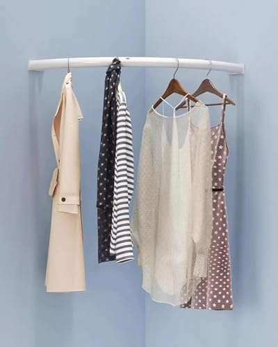 Schrankstange, gebogene Eck-Garderobenstange, Rohrstütze, platzsparend, Garderobe, Badezimmer, Kleidung, for Aufhängen, Bar-Organizer(White,50x50cm)