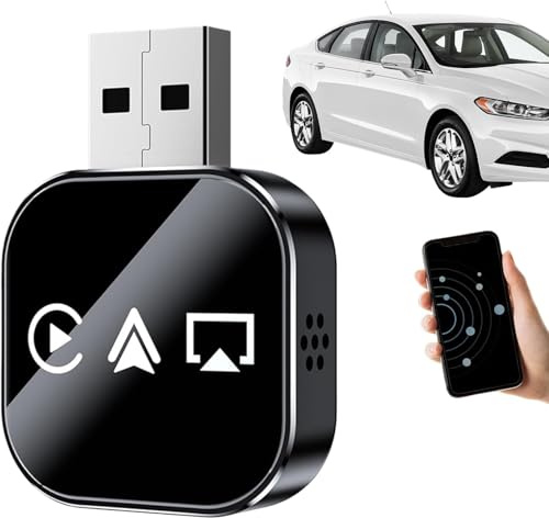 Cokbyavla Screen Mirroring Adapter for Car, 3 in 1 Screen Mirror iOS Phone, Wired to Wireless Carplay Adapter for iPhones/Apple/Android Link Bluetooth Auto Connect Portable Movies (Black)