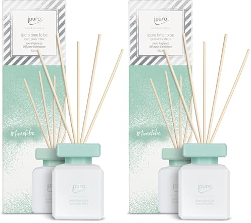 ipuro - Essentials Raumduft TIME to BE 100ml / Raumerfrischer mit Orange, Zitrone, Schwarze Johannisbeere, grüner Apfel, Pfingstrose, Maiglöckchen Duft Aroma/Diffuser mit Stäbchen/Lufterfrischer