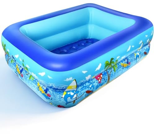 Piscina Gonfiabile Bambini 120 x 87 x 35 cm Piscinetta Gonfiabile Bambini 2 Anelli Ispessito Piscine Gonfiabili Piscina per Bambini da Esterno Terrazzo Balcone