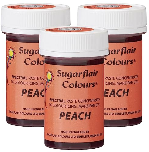 Sugarflair Spectral Peach Food Colouring Paste, Highly Concentrated for Use with Sugar Pastes, Buttercream, Royal Icing or Cake Mix, Vibrant Colour Dye - 25g (Pack of 3)