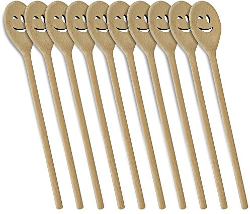 10er SET METALTEX 570302010 Kochlöffel SMILEY aus Buchenholz mit Smiley-Ausschnitt/Backzubehör/Kochzubehör