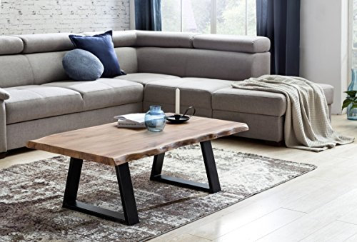 KADIMA Design Couchtisch Massivholz Akazie 115 x 60 cm Baumstamm Wohnzimmertisch