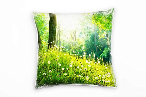 Paul Sinus Art Natur, Wiese, grün, Wald, Bäume, Licht, Deko Kissen 40x40cm für Couch Sofa Lounge Zierkissen - Dekoration zum Wohlfühlen