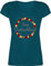 T-Shirt Damen V Ausschnitt - Fußball EM WM - Team Deutschland Blumenkranz - XL - Türkis - Shirt 2021 fußball-Fanartikel Europameisterschaft Blumen Tshirt Frauen fußballtrikot Fussball Germany