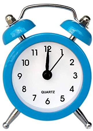 SHISI Mini-Wecker mit niedlichem Cartoon-Motiv, rund, tragbar, aus Metall, für Familien, Reisen und Prüfungen, Ticken, Blau